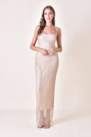 The Rhinestone Mesh Lined Maxi Dress - Olive Street