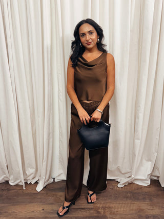The Crushed Satin Wide Leg Pant