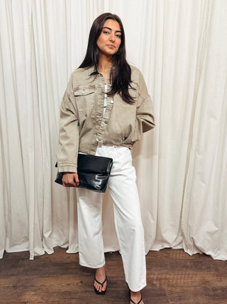 The Rumi Bubble Hem Denim Jacket - Olive Street