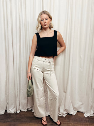 The Brynn Belted Wide Leg Jean - Olive Street