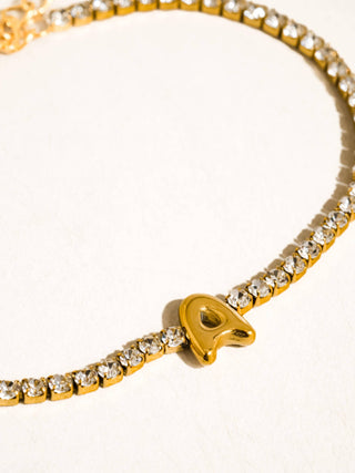 The 18K Gold Non-Tarnish Rhinestone Letter Bracelet