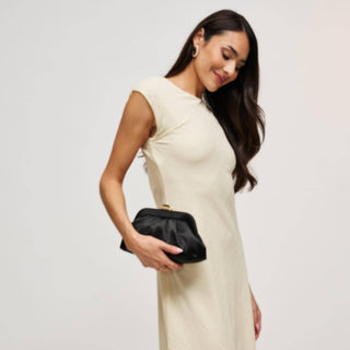The Winter Satin Clutch in Black