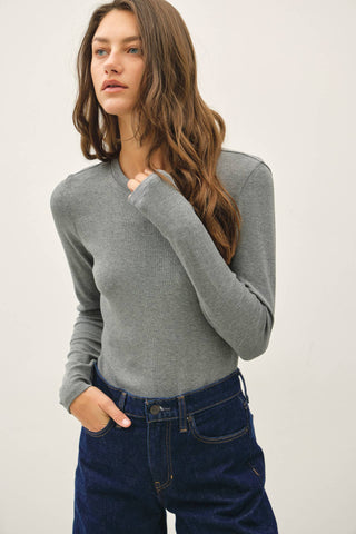 The Ribbed Super Soft Longsleeve Tee in Grey