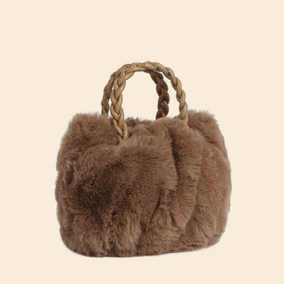 The Faux Fur Braided Handle Handbag