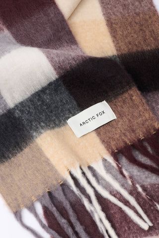 The Reykjavik Scarf 100% Recycled in Purple/Brown Check