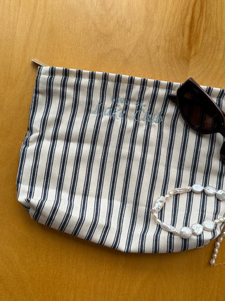 The Olive Street Lake Club Striped Pouch - Olive Street