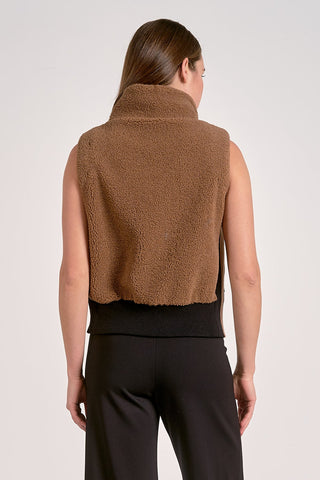 Sherpa Contrast Knit Vest