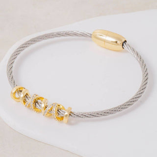 The Stainless Steel Abstract Two Tone Cuff - Olive Street