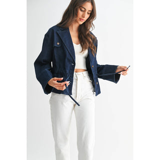 The Denim Jacket with Gathered Waist