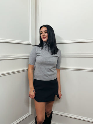 Cashmere Blend Short Sleeve Turtleneck