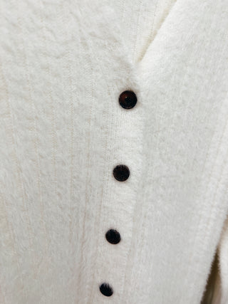 Fuzzy Button Cardigan
