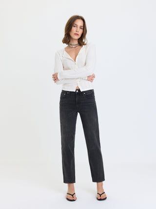 The Rebel Mid Rise Slim Straight in Black