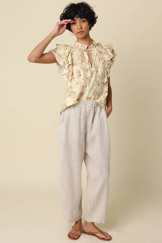 The Ronnie Relaxed Linen Pants in Melange - Olive Street