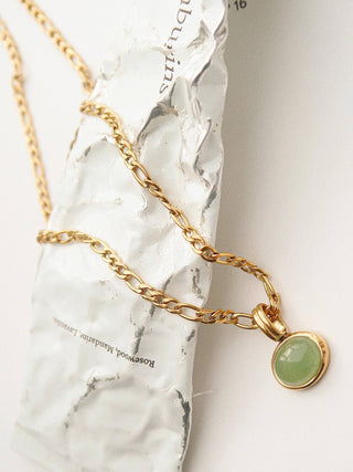 The Winslow Green Stone Pendant Chain Necklace - Olive Street