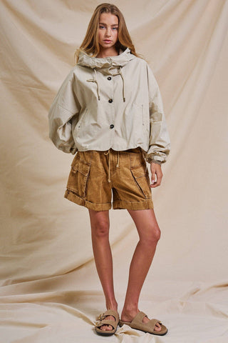 The Cropped Hooded Utility Jacket - Olive Street