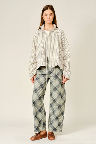 The Stripe Ruffle Hem Jacket - Olive Street