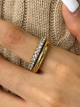 The Justine 18K Gold Non-Tarnish CZ Double Hoop Ring - Olive Street