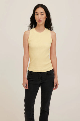 The Player Racerback Rib Tank in Yellow - Olive Street