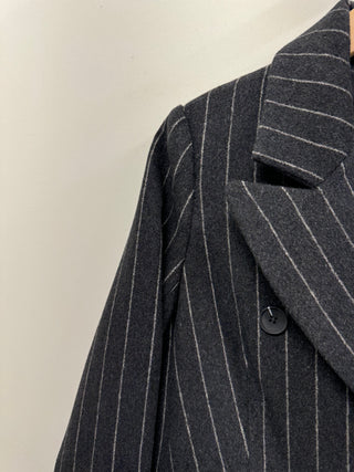 Pinstripe Wool Blazer Coat