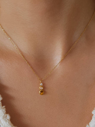 Evania 18K Gold Non-Tarnish Tiger Eye Drop Necklace: Yellow Gold - Olive Street