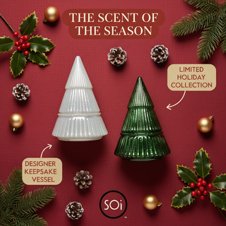 Mistletoe & Holly Glass Tree Candle 9oz