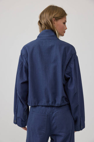 The Washed Indigo Stand Collar Jacket - Olive Street