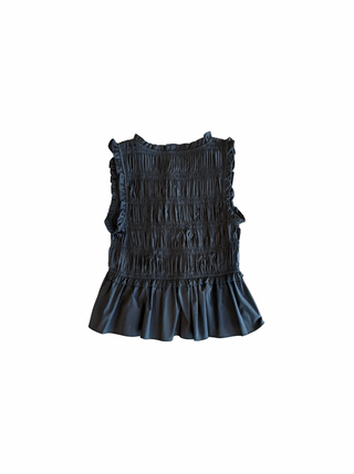 The Ruched Vneck Top in Black - Olive Street