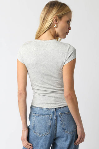 The Ribbed Cap Sleeve Baby Tee in Grey - Olive Street