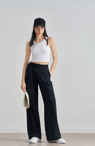 Blair Contrast Waistband  Ultra Relaxed Wide-Leg Active Pant: Black / L - Olive Street