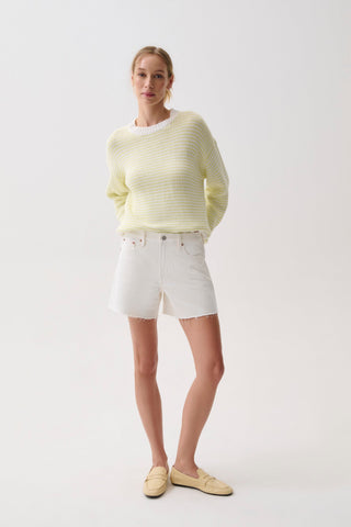 The Kennedy Relaxed Mid Rise Cut Off Short in White