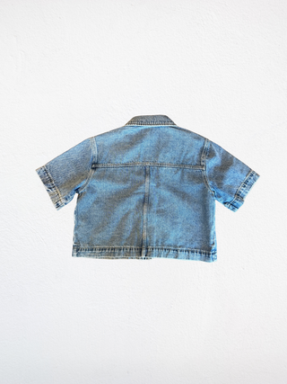 Cropped Denim Short Sleeve Jacket