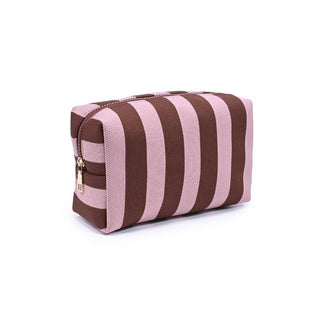 Essential Stripe Cosmetic & Travel Organizer Pouch: Pink Brown - Olive Street
