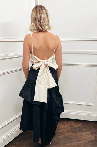 Contrast Ruffle Gown