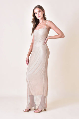 The Rhinestone Mesh Lined Maxi Dress - Olive Street