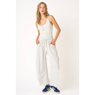 The French Terry Barrel Pant in Heather Grey - Olive Street