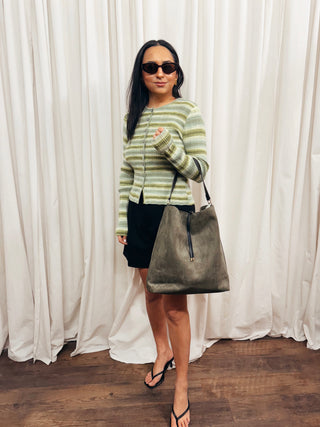 The Striped Button Cardigan - Olive Street