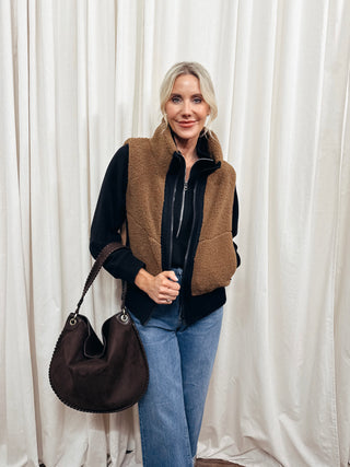 Sherpa Contrast Knit Vest