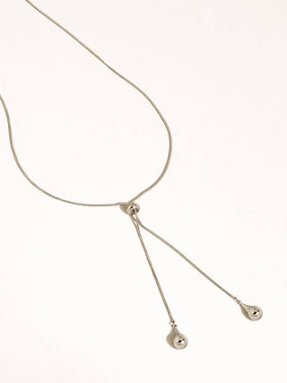 Trésor Non-Tarnish Adjustable Lariat Drop Necklace: Silver - Olive Street