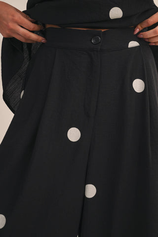 The Polka Dot Tube Top and Wide Pants Set in Black - Olive Street
