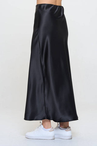 The Satin Maxi Skirt in Black