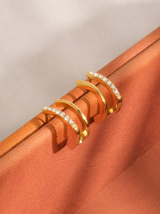 The Dulce CZ Double Hoop Stud - Olive Street