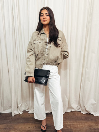 The Rumi Bubble Hem Denim Jacket - Olive Street
