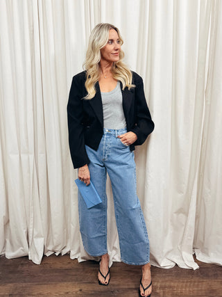 The Cropped Double Breasted Blazer