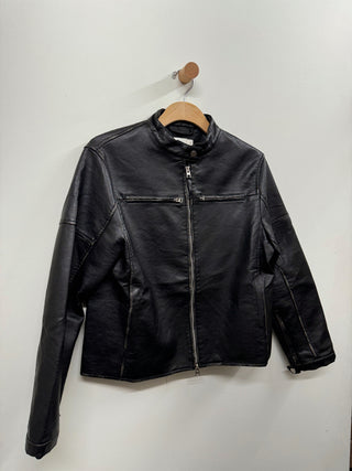 Distressed Faux Leather Jacket