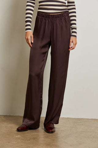 The Camille Luxe Satin Pant in Cocoa