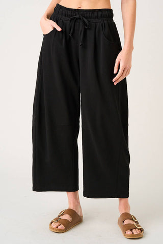 The French Terry Barrel Pant in Black - Olive Street