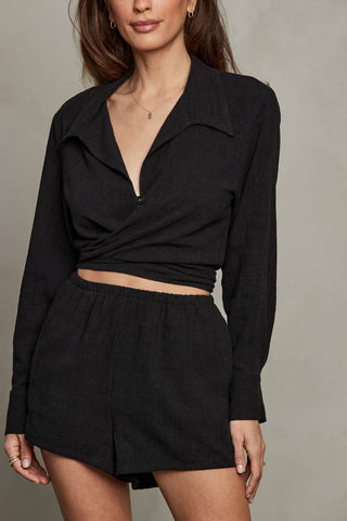 The Rhea Off-Duty Linen Short - Olive Street