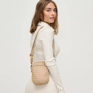 The Celeste Woven Multi Compartment Crossbody in Cream - Olive Street