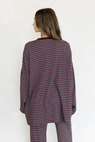 Lorenze Stripe Top: WINE MULTI / L - Olive Street