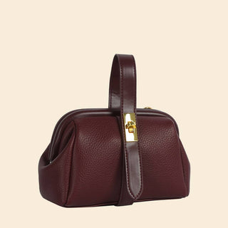The Turn Lock Flap Handbag in Dark Cherry